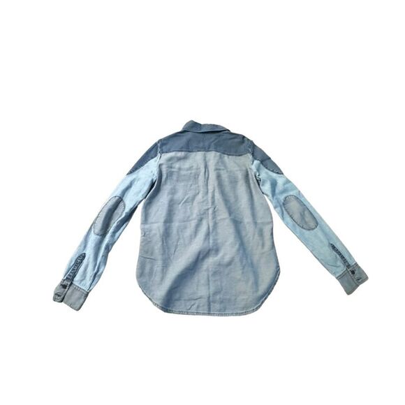 Paige Audrey Colorblock denim look chambray comfy shirt Small Button up EUC - Picture 3 of 7